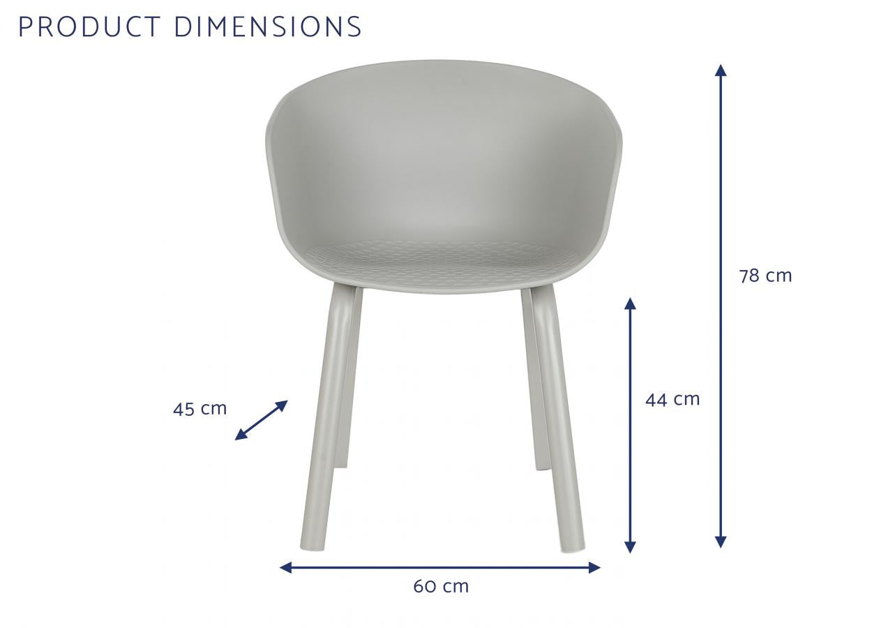 Silla Pp Metal 60X55X78 Gris Claro