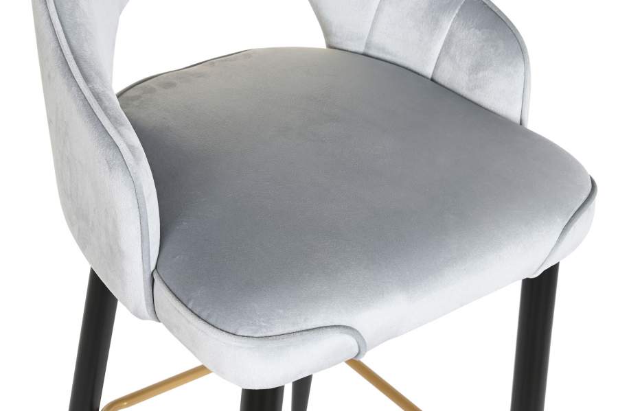Taburete Poliester Metal 48X53X109 Terciopelo Gris