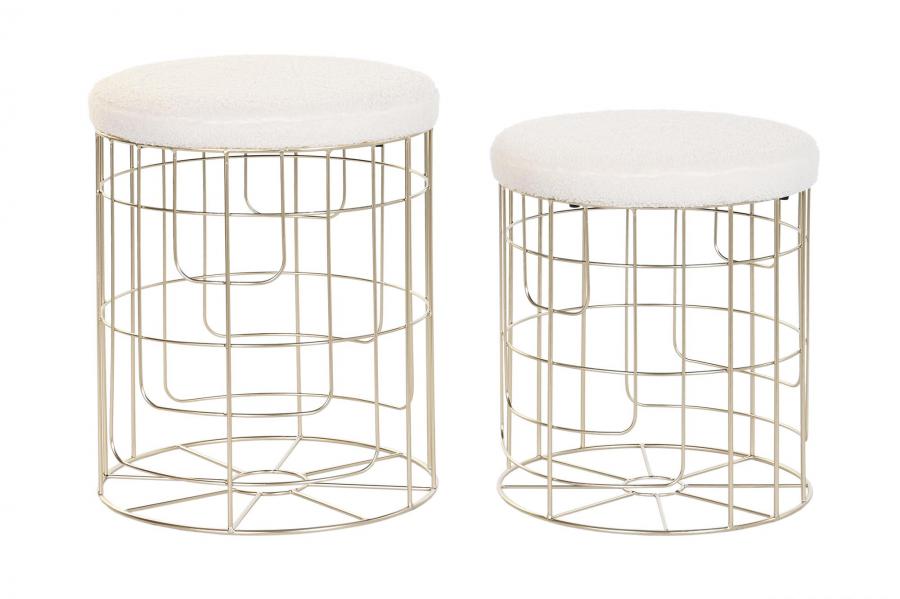 Reposapies Set 2 Poliester Metal 38X38X44 Dorado
