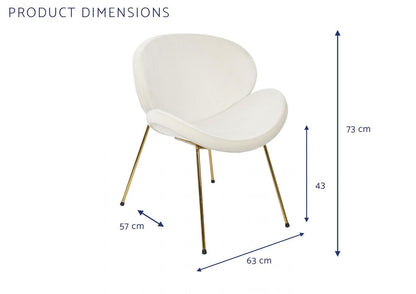 Silla Poliester Metal 63X57X73 Terciopelo Blanco