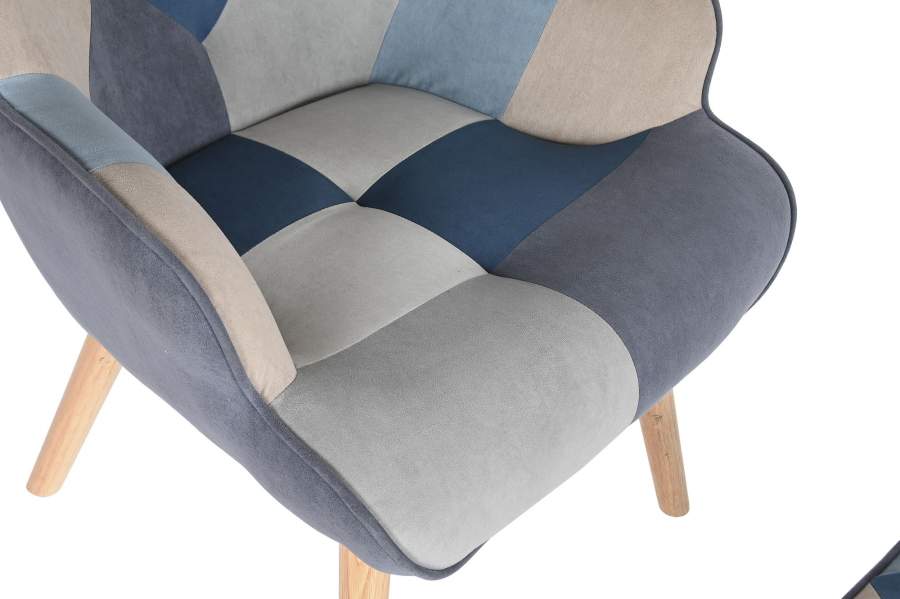 Sillon Set 2 Lino Rubberwood 70X73X100 Patchwork