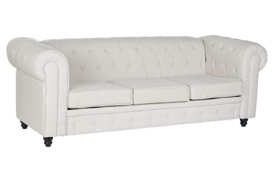 Sofa Poliester Madera 209X84X76 Crema