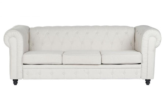 Sofa Poliester Madera 209X84X76 Crema