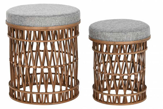 Reposapies Set 2 Bambu Poliester 40X40X48 Marron