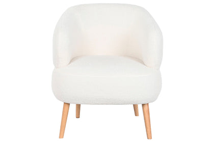 Butaca Poliester Madera 70X70X80 Borreguito Blanco