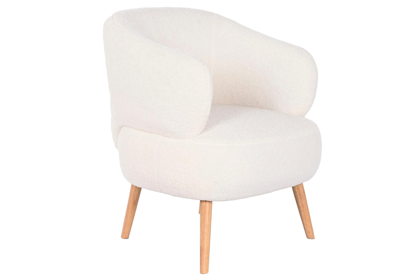 Butaca Poliester Madera 70X70X80 Borreguito Blanco