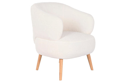 Butaca Poliester Madera 70X70X80 Borreguito Blanco