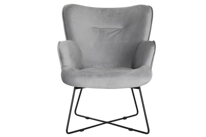 Butaca Poliester Metal 67X81X86 Terciopelo Gris