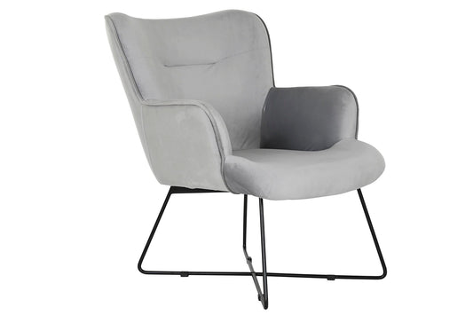 Butaca Poliester Metal 67X81X86 Terciopelo Gris