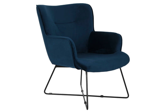 Butaca Poliester Metal 68X76X90 Terciopelo Azul