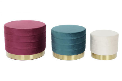 Reposapies Set 3 Poliester Mdf 60X60X45 Terciopelo