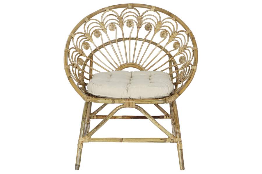 Sillon Ratan Algodon 84X70X90 Con Cojin Natural
