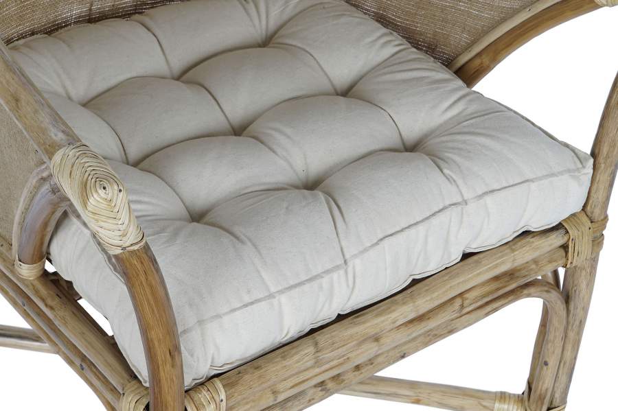 Sillon Ratan Algodon 63X66X88 Con Cojin Natural