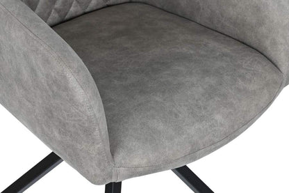 Silla Microfibra Metal 55X58X83 Simil Piel Gris