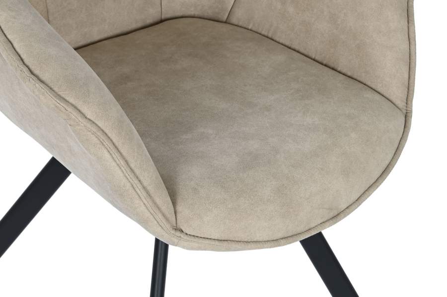 Silla Microfibra Metal 64X67X85 Simil Piel Beige