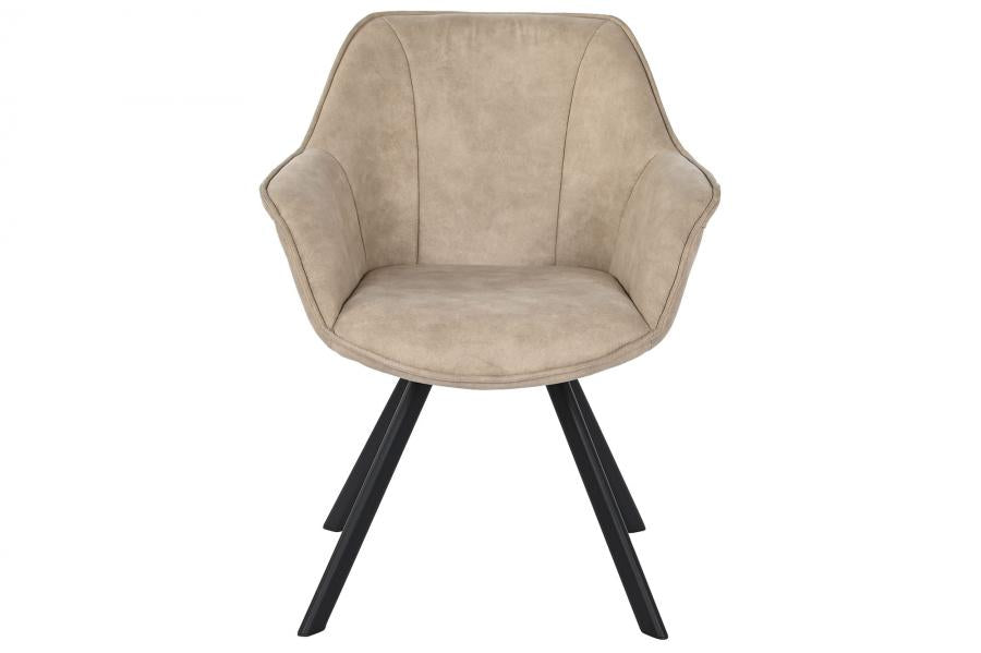Silla Microfibra Metal 64X67X85 Simil Piel Beige