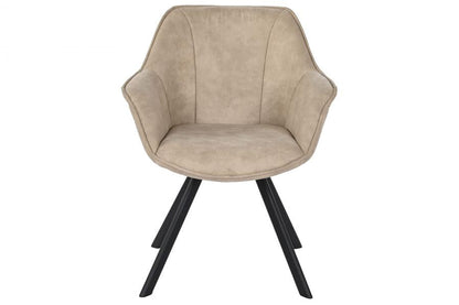Silla Microfibra Metal 64X67X85 Simil Piel Beige