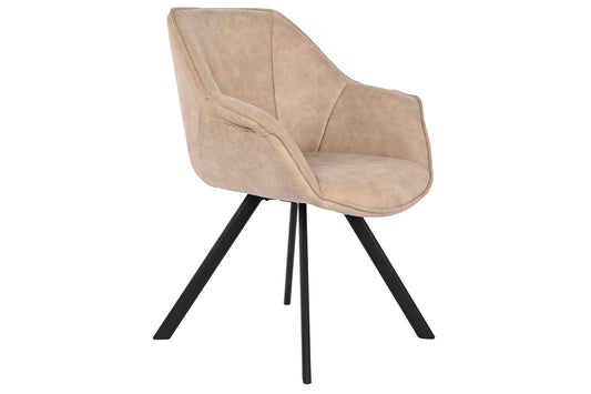 Silla Microfibra Metal 64X67X85 Simil Piel Beige