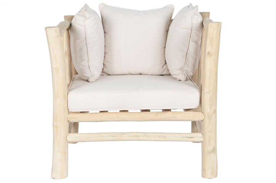 Sillon Teca Poliester 80X77X71 Natural Blanco