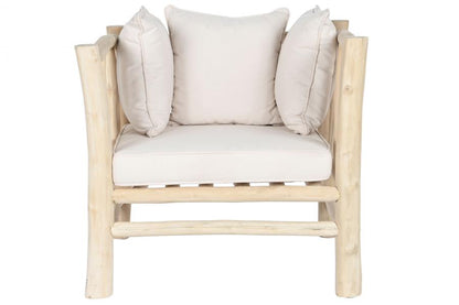 Sillon Teca Poliester 80X77X71 Natural Blanco