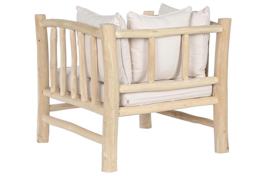 Sillon Teca Poliester 80X77X71 Natural Blanco