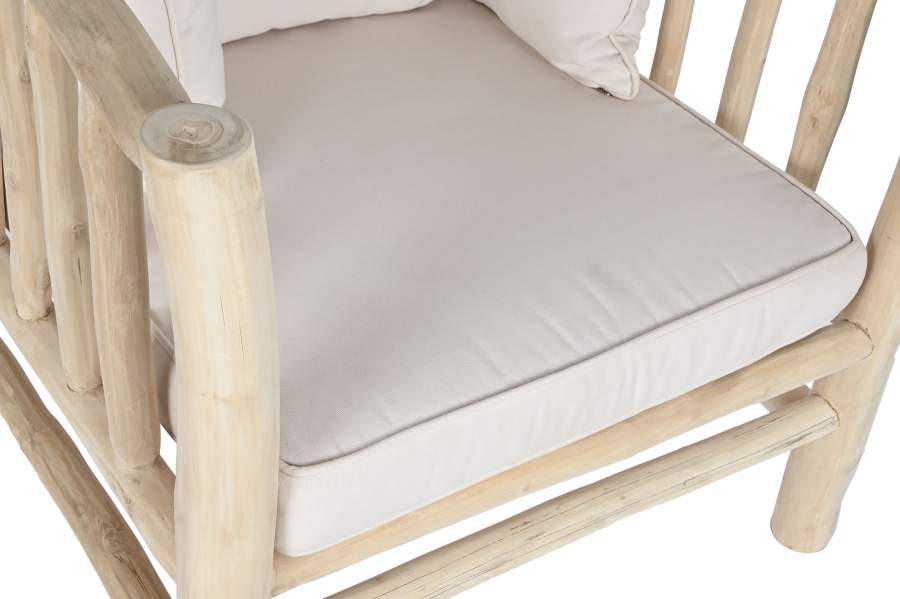 Sillon Teca Poliester 80X77X71 Natural Blanco