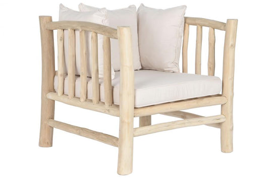 Sillon Teca Poliester 80X77X71 Natural Blanco