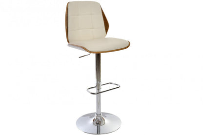 Taburete Pu Nogal 50X52X121 Ajustable Crema