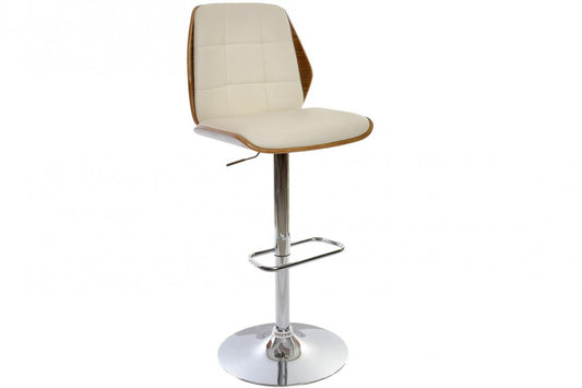 Taburete Pu Nogal 50X52X121 Ajustable Crema