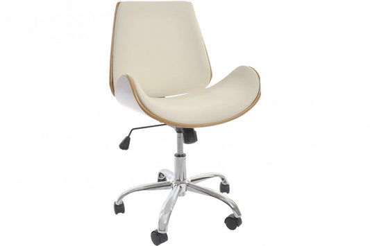Silla Pu Nogal 52X58_5X98 Ajustable Cromado Crema