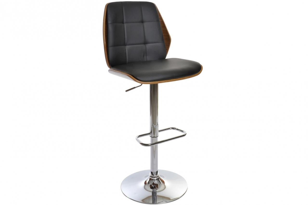 Taburete Pu Nogal 50X52X121 Ajustable Cromado