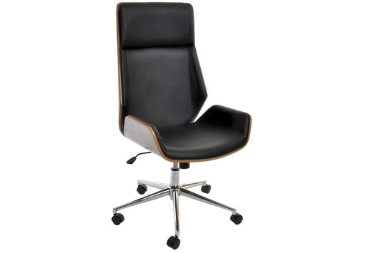 Silla Pu Nogal 60X65_5X118 Ajustable Cromado Negro