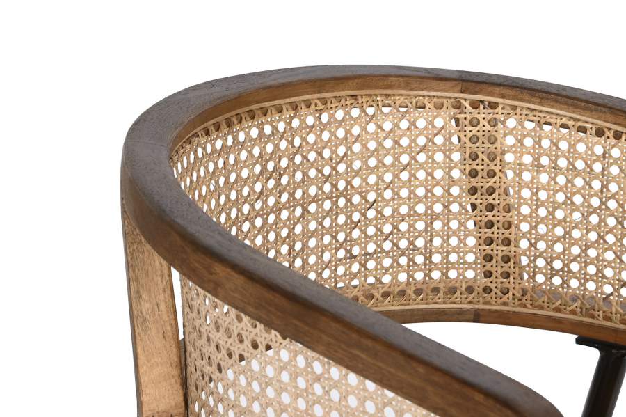 Butaca Piel Madera 52X56X78 Ratan Marron