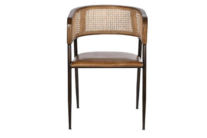 Butaca Piel Madera 52X56X78 Ratan Marron