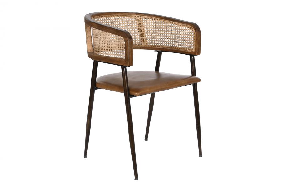 Butaca Piel Madera 52X56X78 Ratan Marron