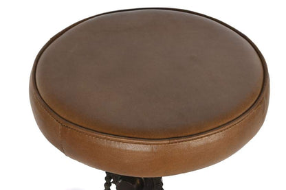 Taburete Piel Hierro 41X42X74 Pedales Marron