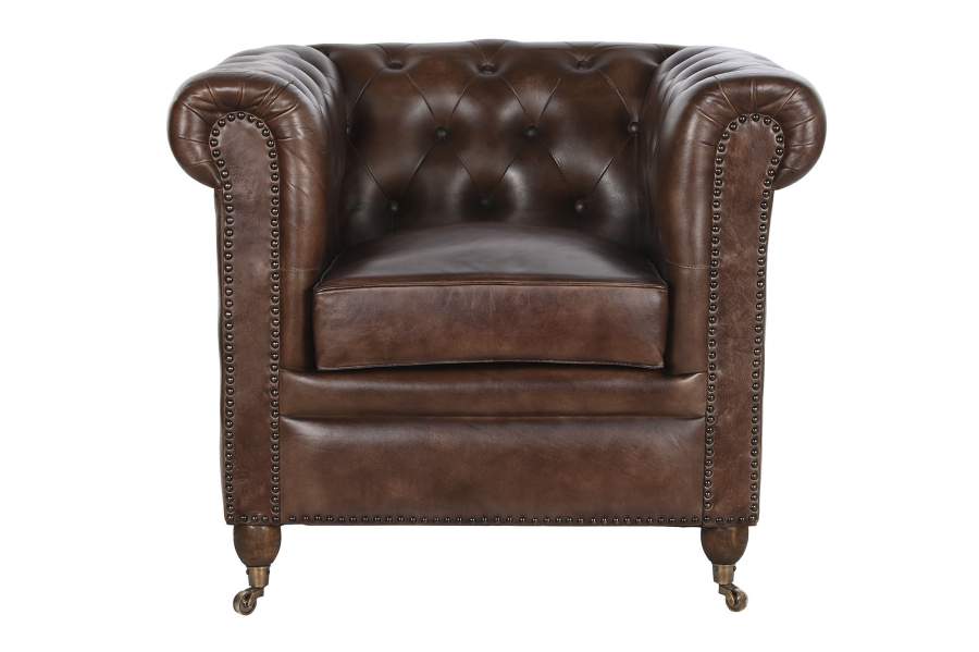 Sillon Piel 84X77X79 Chester Marron Oscuro