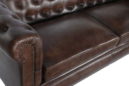 Sofa Piel 190X77X80 Chester 3 Plazas Marron Oscuro