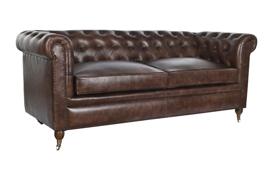 Sofa Piel 190X77X80 Chester 3 Plazas Marron Oscuro