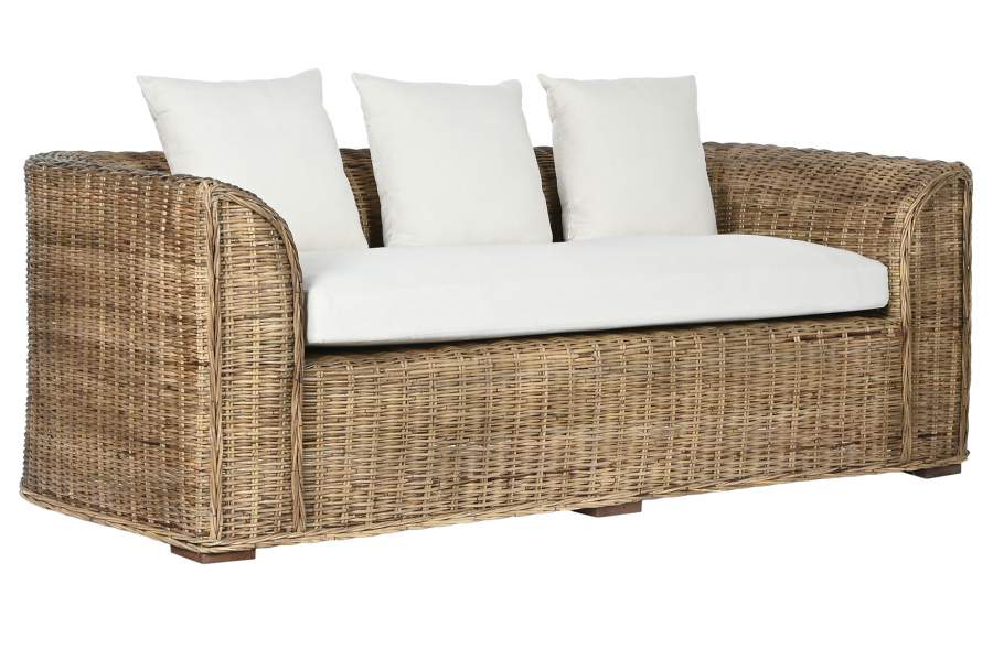 Sofa Ratan 174X88X69 Con Cojines Algod N Natural