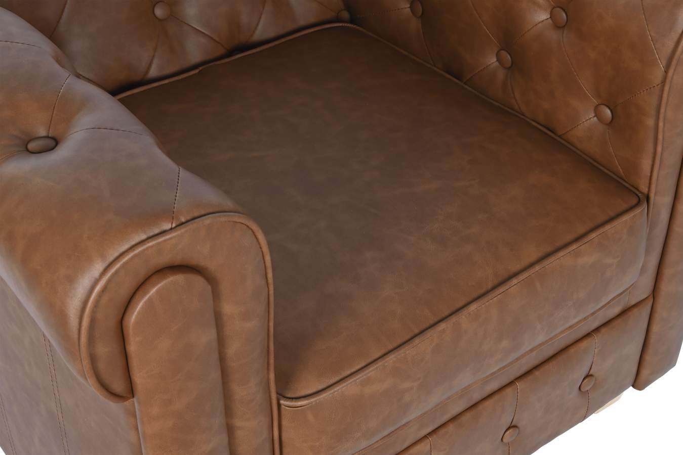 Sillon Poliester Madera 80X80X70 Simil Piel Marron