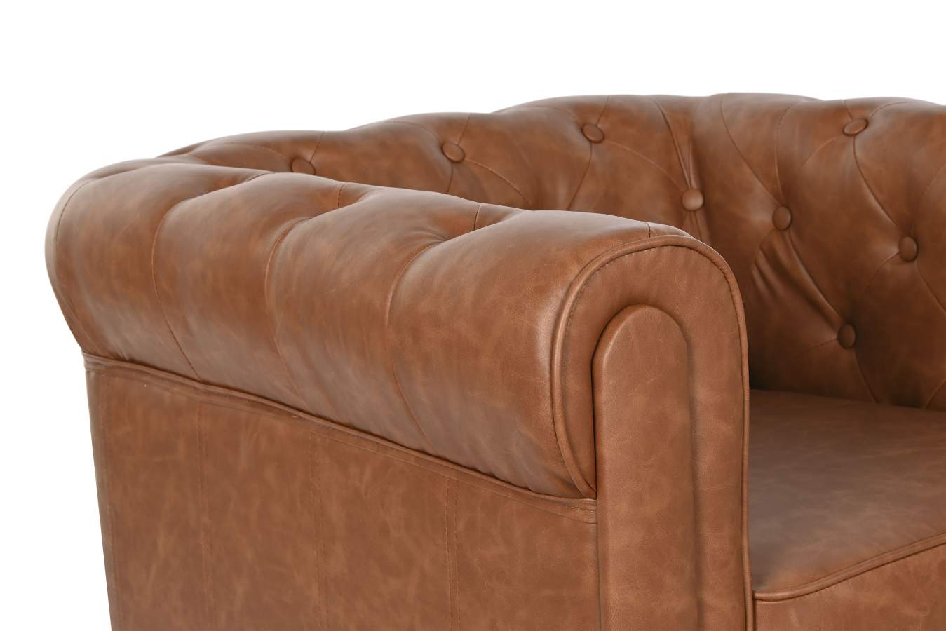 Sillon Poliester Madera 80X80X70 Simil Piel Marron
