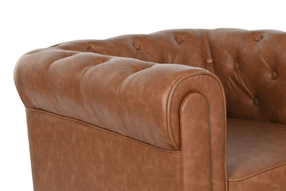 Sillon Poliester Madera 80X80X70 Simil Piel Marron