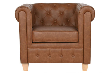 Sillon Poliester Madera 80X80X70 Simil Piel Marron