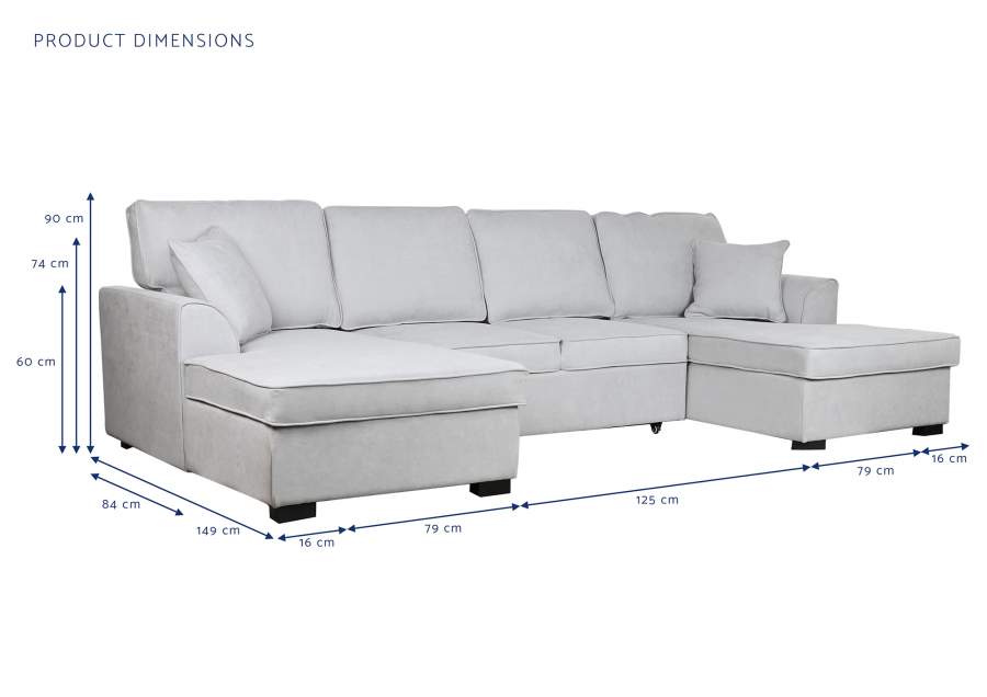 Sofa Cama Poliester 298X154X92 Gris