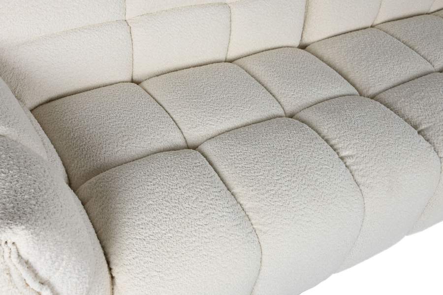 Sofa Poliester Madera 260X108X82 Bucle Blanco