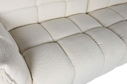 Sofa Poliester Madera 260X108X82 Bucle Blanco