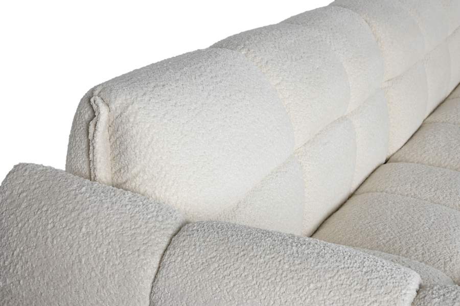 Sofa Poliester Madera 260X108X82 Bucle Blanco