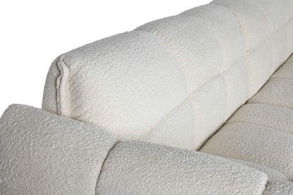 Sofa Poliester Madera 260X108X82 Bucle Blanco