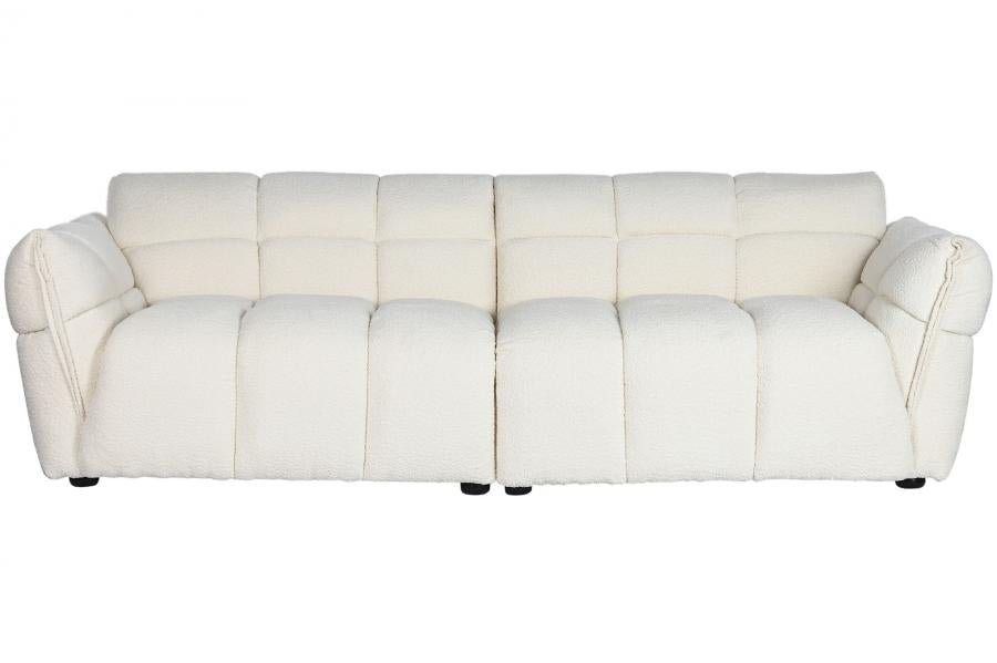 Sofa Poliester Madera 260X108X82 Bucle Blanco